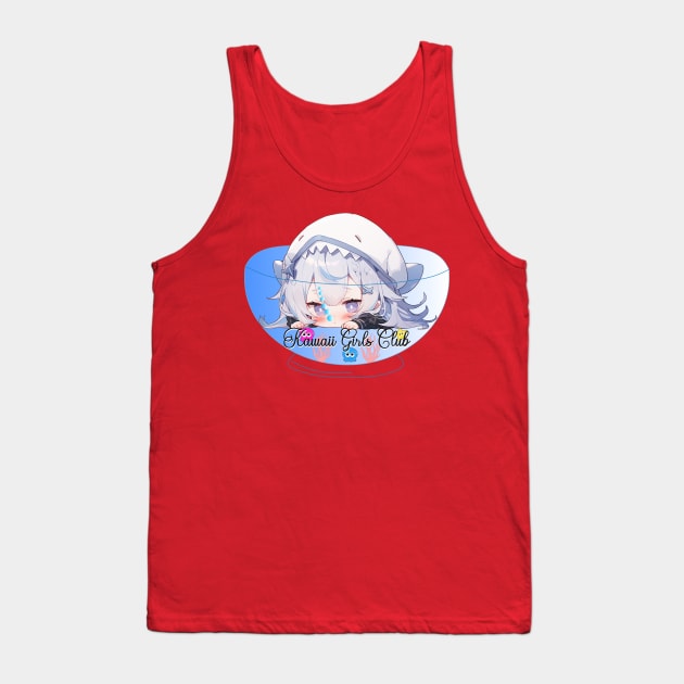 Kawaii Girls Club - Cute Chibi Shark Girl Tank Top by PlayfulPandaDesigns